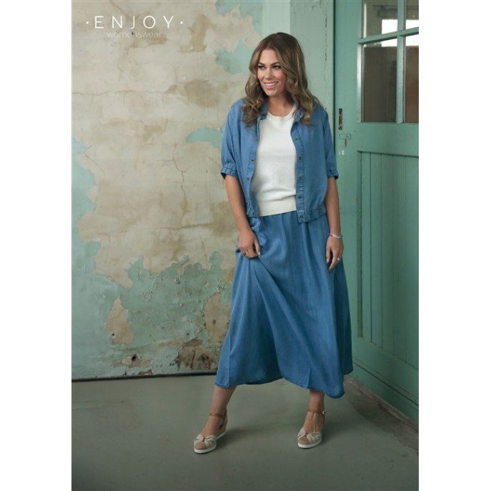 Enjoy Blouse bomber tencel 938024 licht demin blauw Enjoy Blouse bomber tencel 938024 licht demin blauw